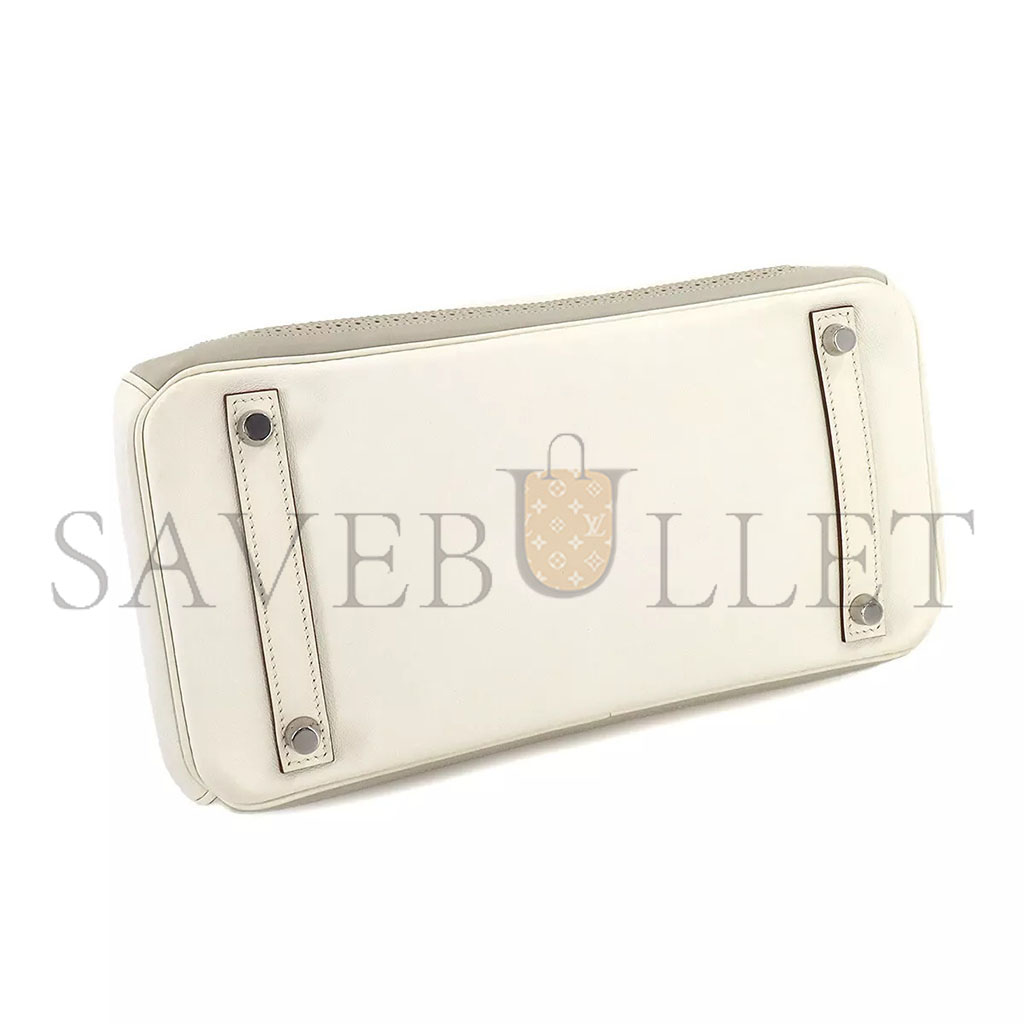 h**mes birkin 35 swift and togo lace series Di*m*nd grey and apricot grey silver buckle h082650ck03 (35*28*18cm)